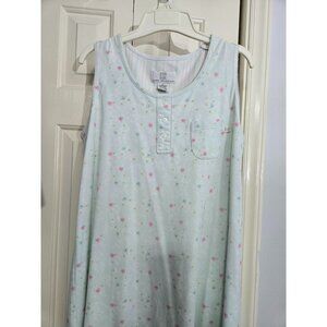 Karen Neuburger M Sleeveless Floral Print Nightgown 55% Cotton 45% Polyester Lig